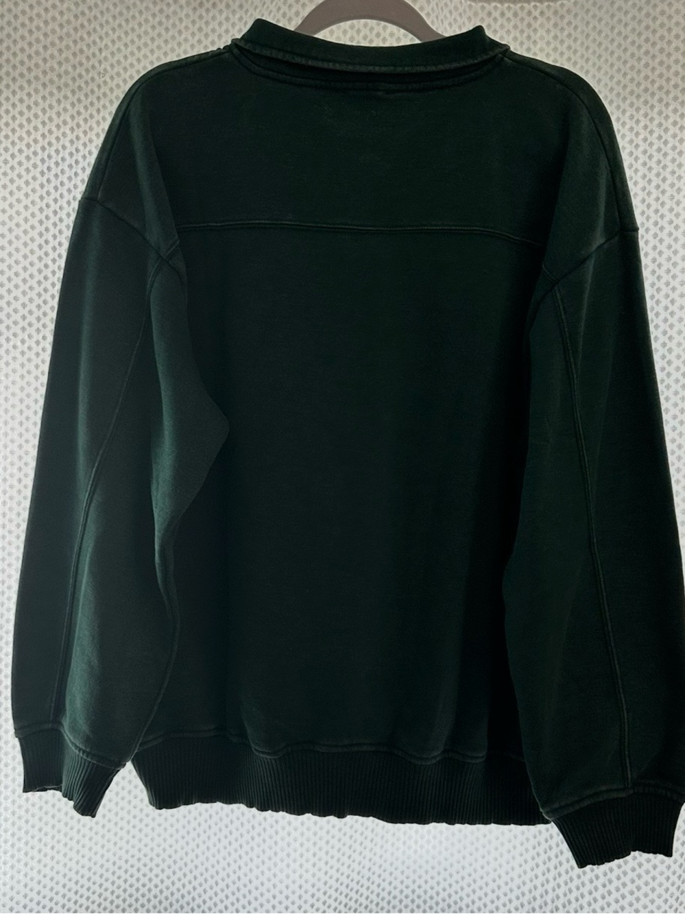 Zenana Acid Wash Half Zip Sweatshirt Dark Green - Size Large - Picture 3 of 4
